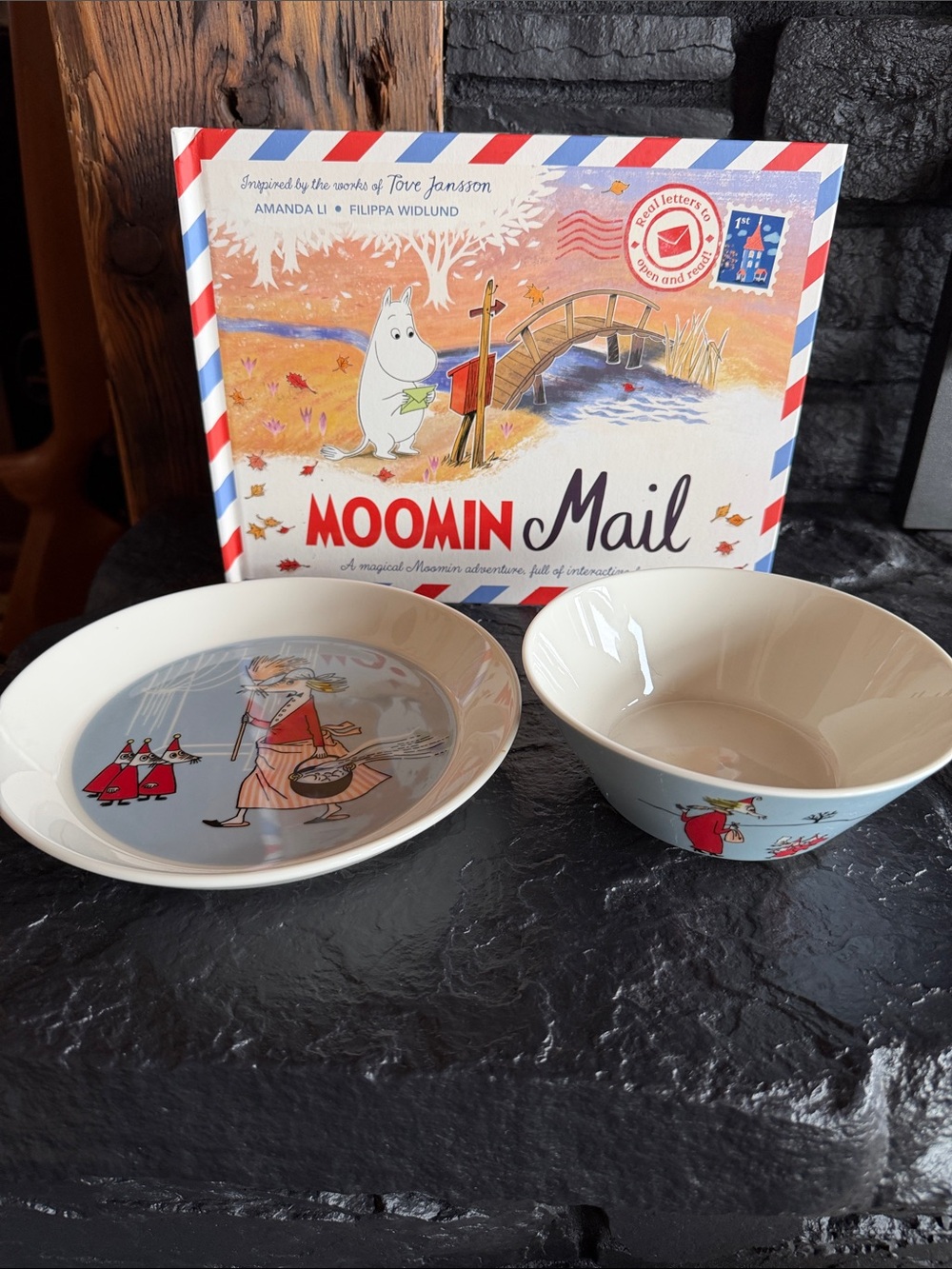 Moomin Mail Book & Ceramic Bowl/Plate Set